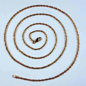 14K Solid Yellow Gold 1.5MM HMS Madeira Vintage Rope Twist Chain Necklace 24"